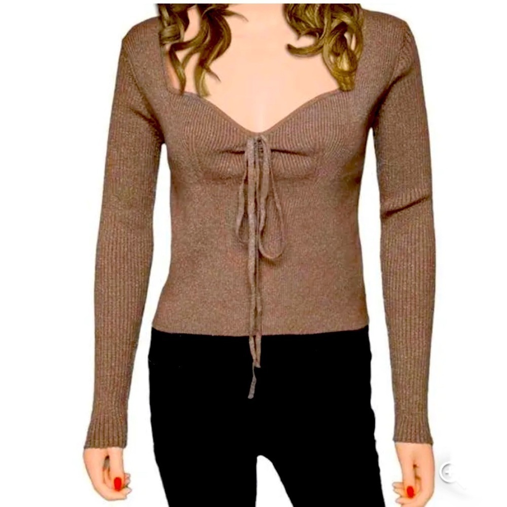 House of Harlow Tie Neck Crop Top
